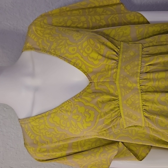 ALICE & TRIXIE Neon Damask Cascade Sleeve Boho Silk Tunic Festival Blouse - Picture 9 of 11